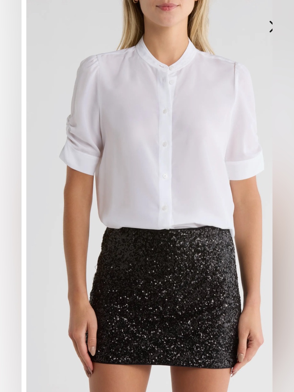 FRAME THE FRANKIE PUFF SLEEVE SHIRT IN WHITE